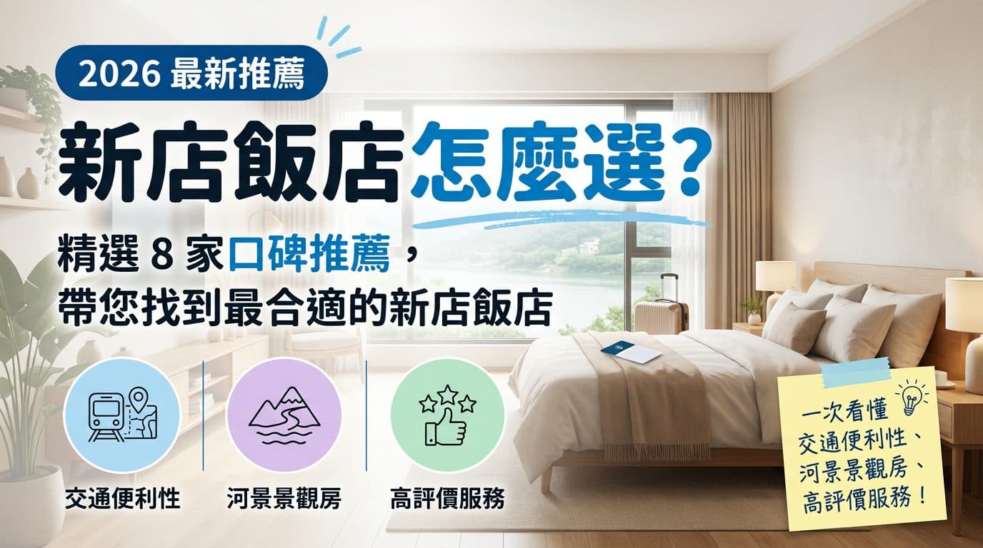 新店飯店推薦封面圖，客房內大面窗看見碧潭河岸