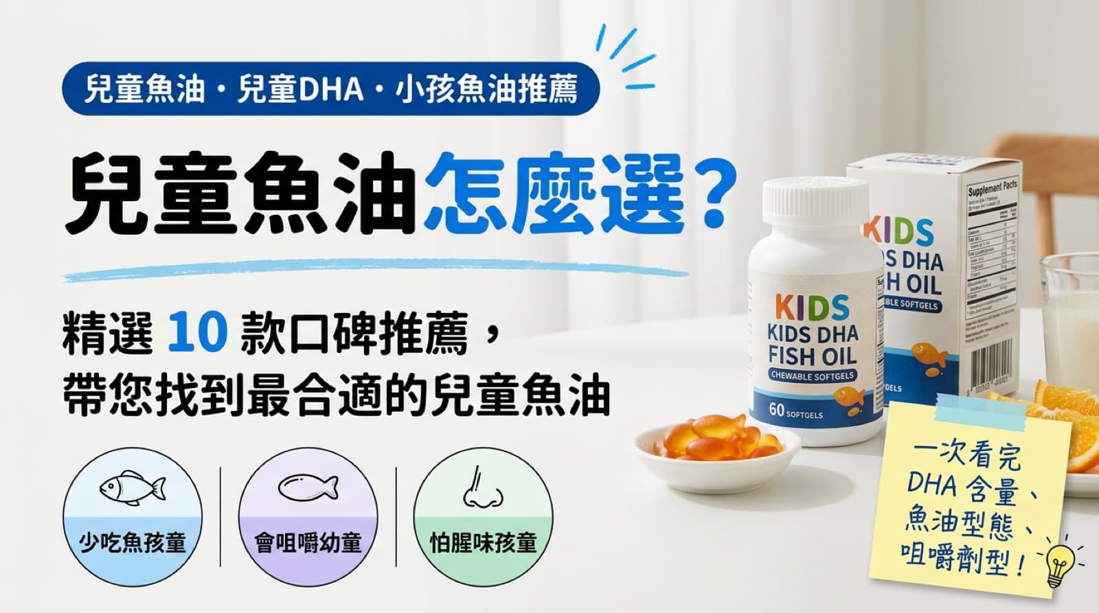 兒童魚油怎麼選？精選 10 款兒童魚油推薦封面
